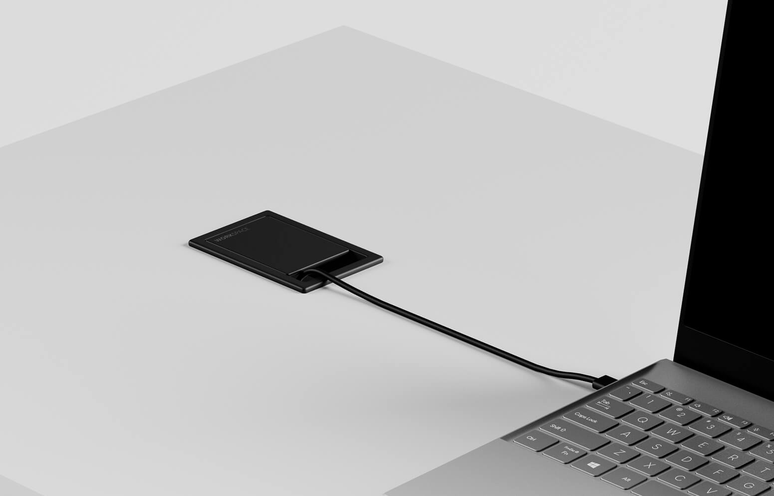 Black Desklink Rectangular Grommet